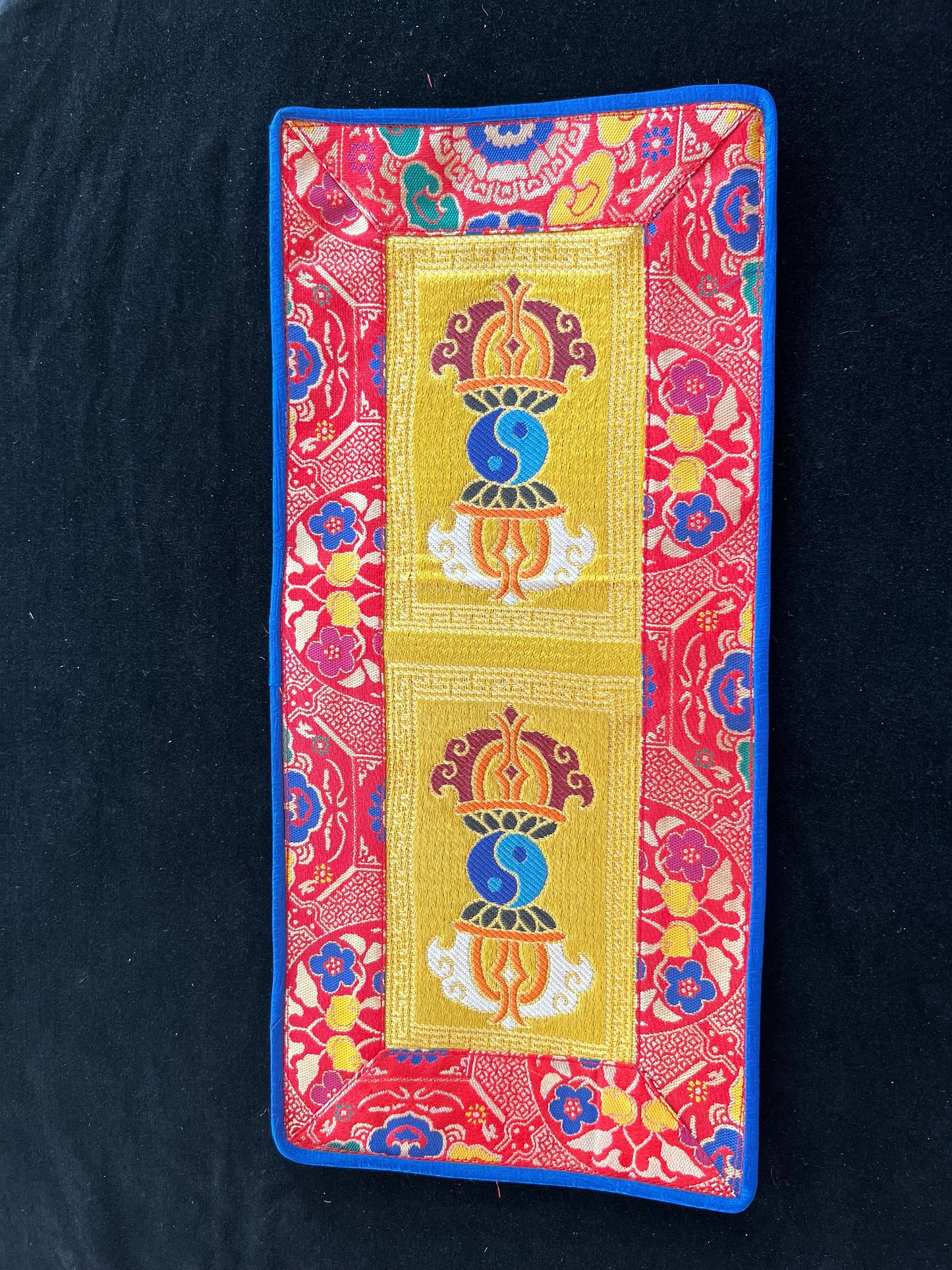 Double Dorje Table Brocade | Nepal | 14in x 6in | Bell & Dorje Mat | Assorted