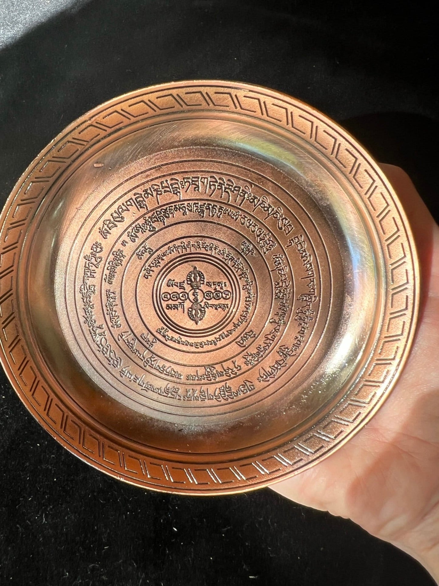 Brass Sang Offering Plate | With Engraved Takdröl | Incense Burner | Approx. 5 inch Diameter