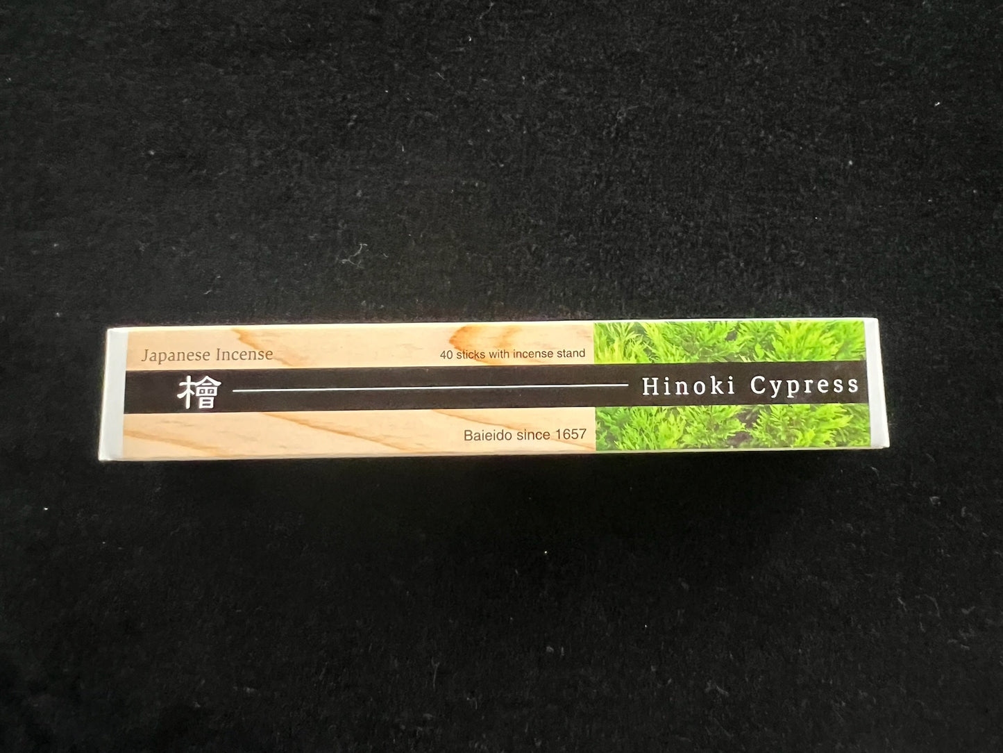 Hinoki Cypress Incense | Japanese Incense | 40 sticks | 5 1/2 inch sticks | Small Box | Small Ceramic Burner Included | Baieido