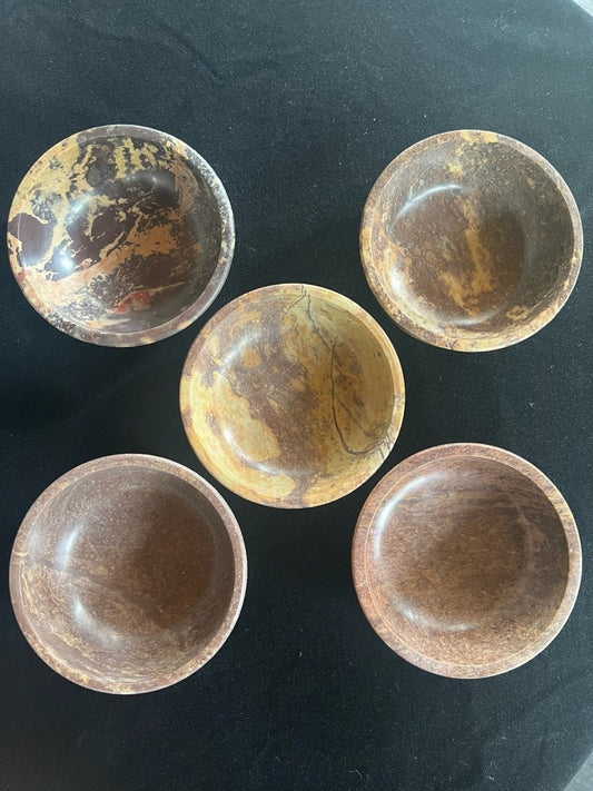 Soapstone Incense Bowl | Assorted Colors | Incense Burner | Approx. 5 inch Diameter | India