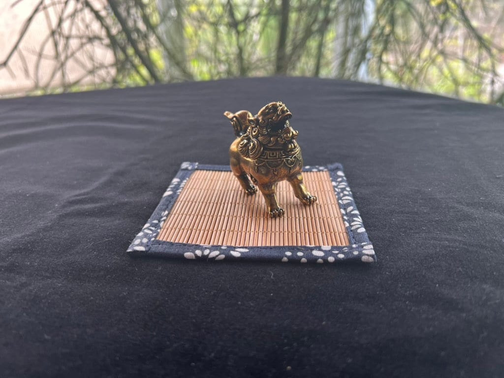 Tiny Bamboo Mat | 1 fabric trimmed mat | Incense Burner Not Included | 4in square