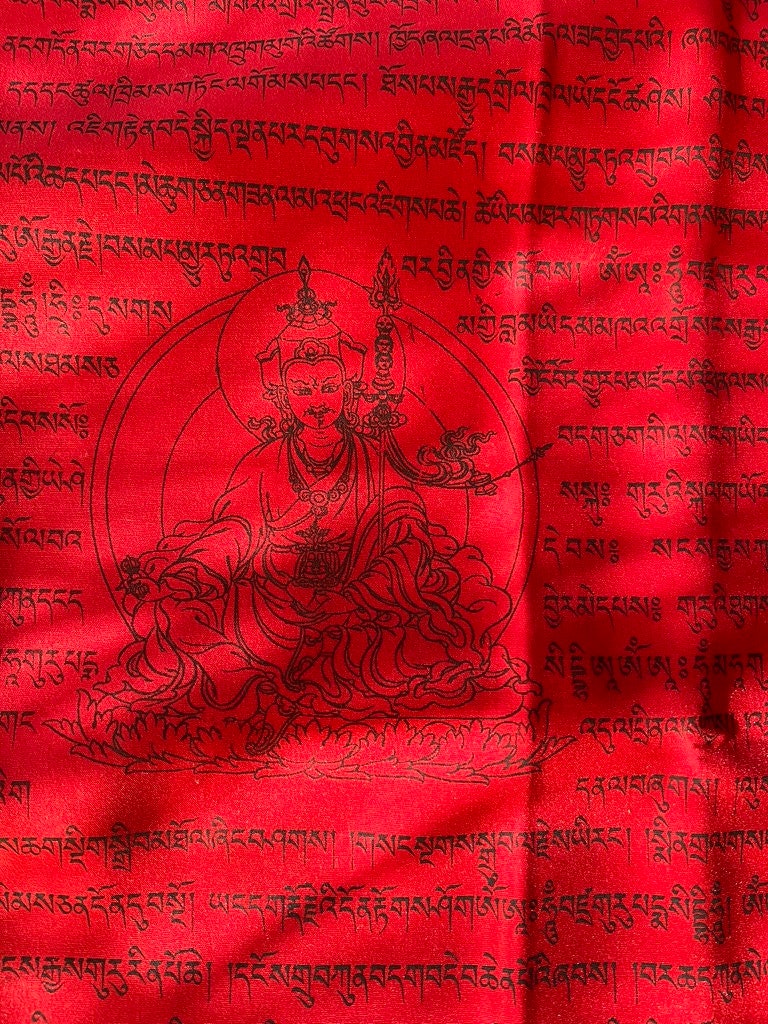 Majestic Flag Guru Padmasambhava Vertical Prayer Flags | Tibetan Prayer Flags | 20 x 90 | 5 images on 1 flag banner