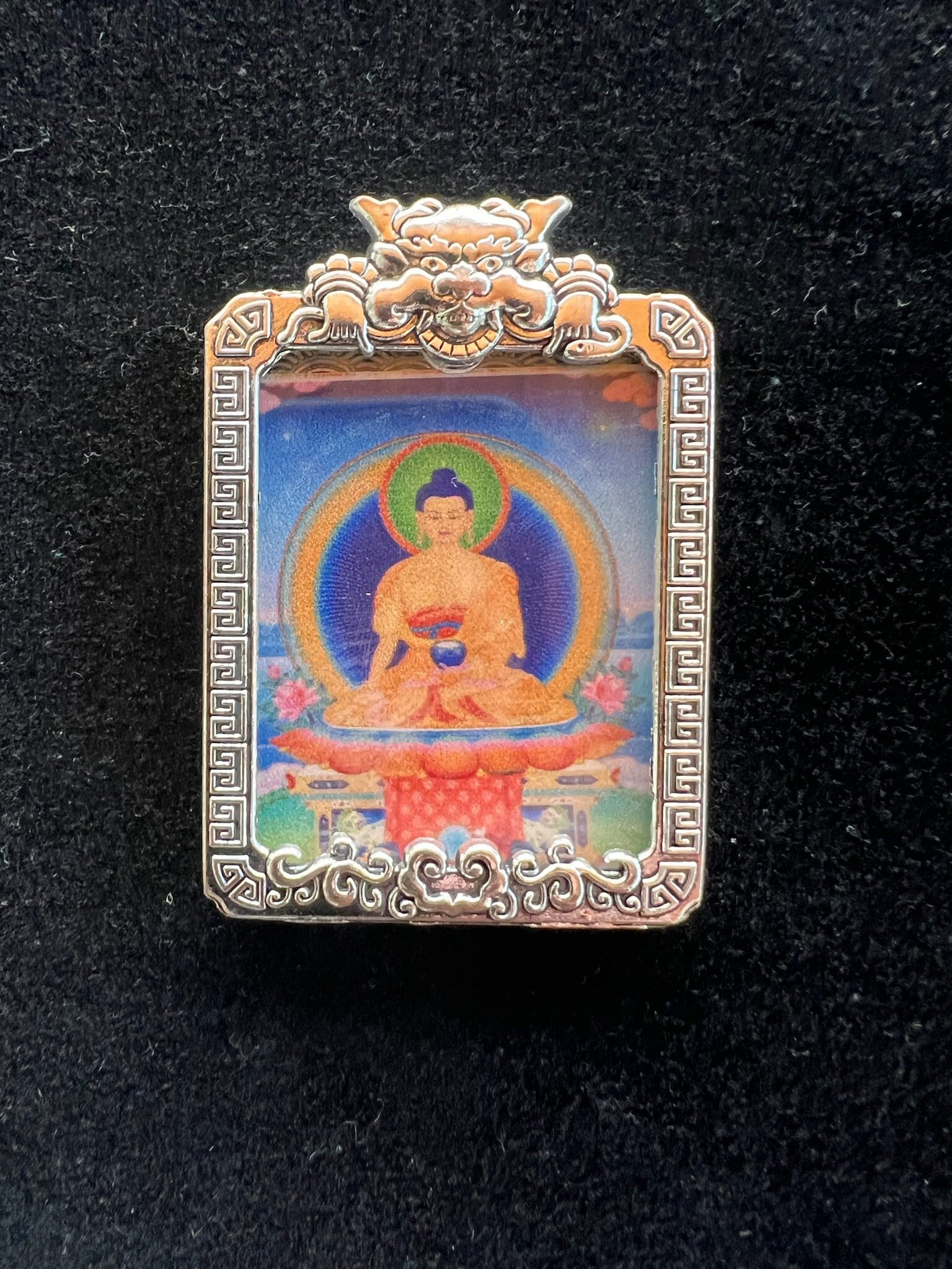 Tiny Thangka Buddha Shakyamuni Locket Pendant | Approx 1.5 in by 2 in | Nepal