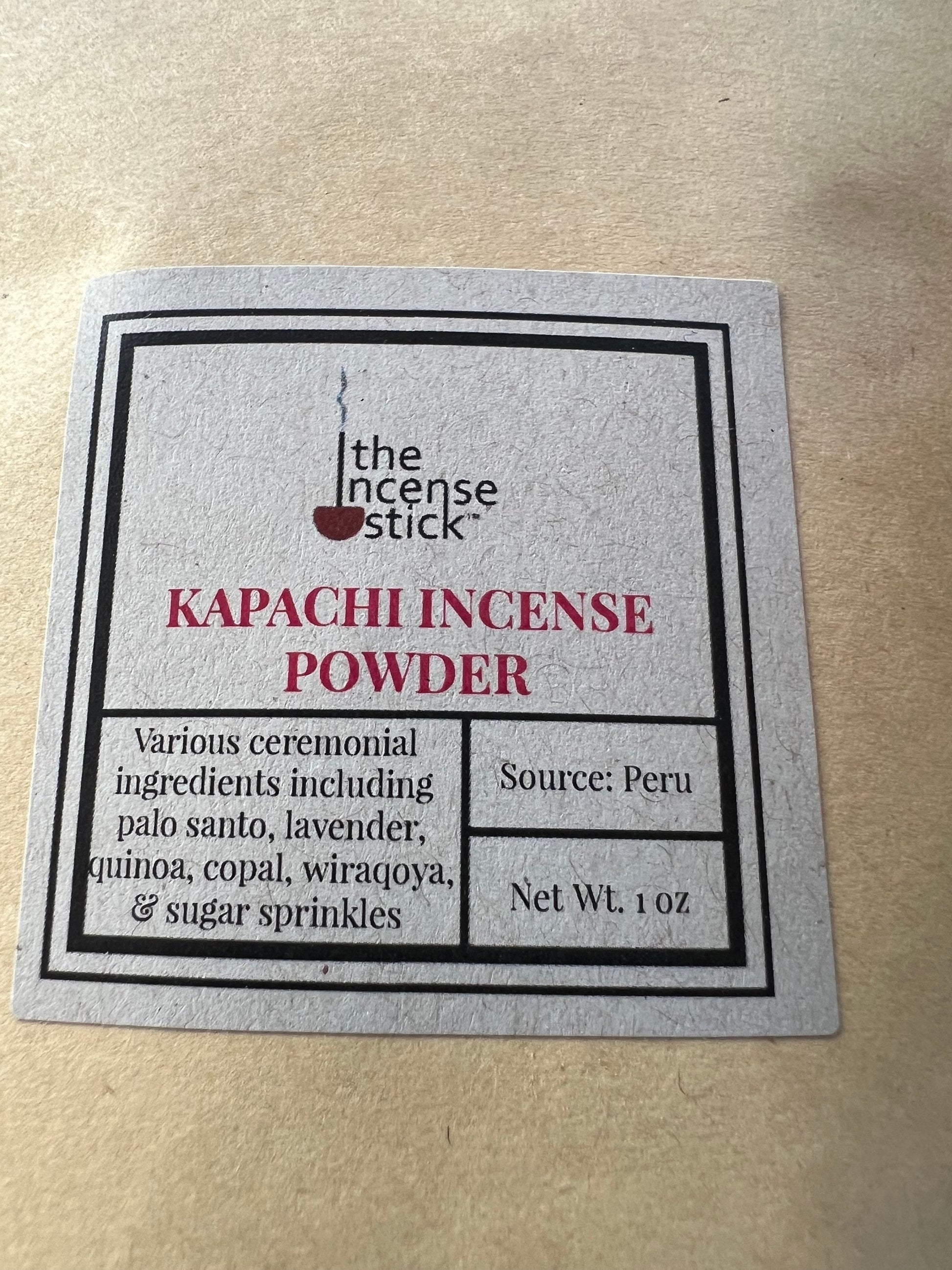 Kapachi Incense Powder| 1 oz | Peru | Various ingredients | Zipper Pouch